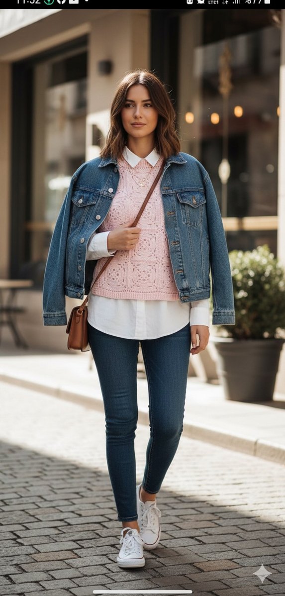 Pembe Dantel Detaylı Bohem Kadın Süveter - Görsel 2