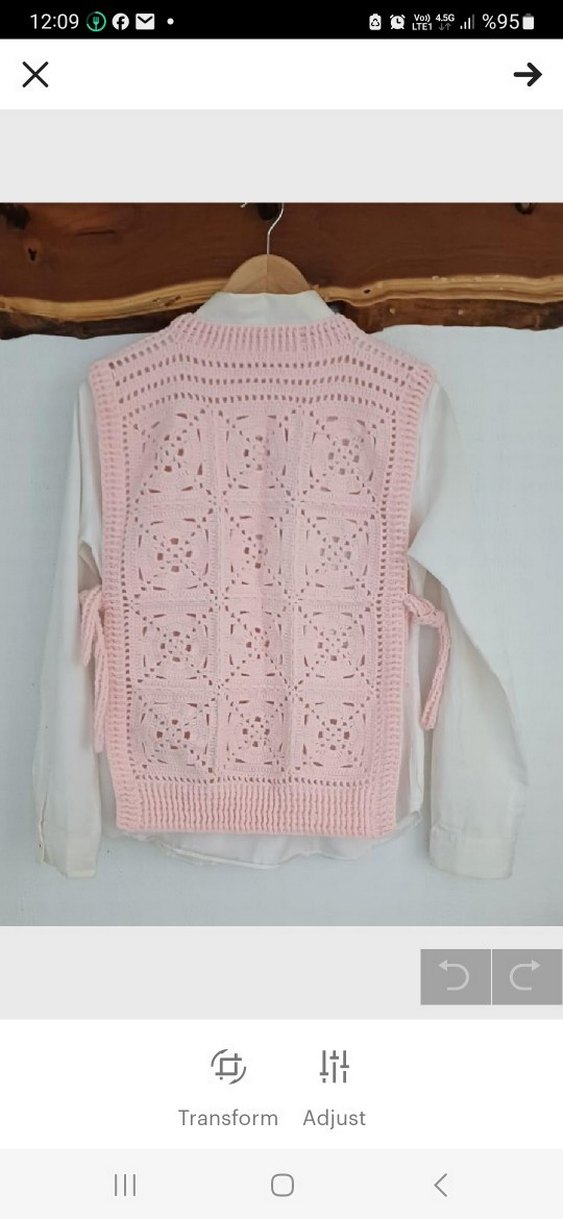 Pembe Dantel Detaylı Bohem Kadın Süveter - Görsel 4