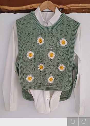 Nakışlı Gri Örgü Kadın Süveter - Görsel 3