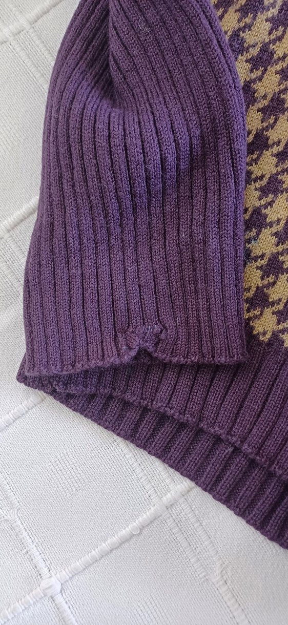 Açık Kahve Desenli Triko Yün Boğazlı Kazak  S/M Beden - Görsel 4