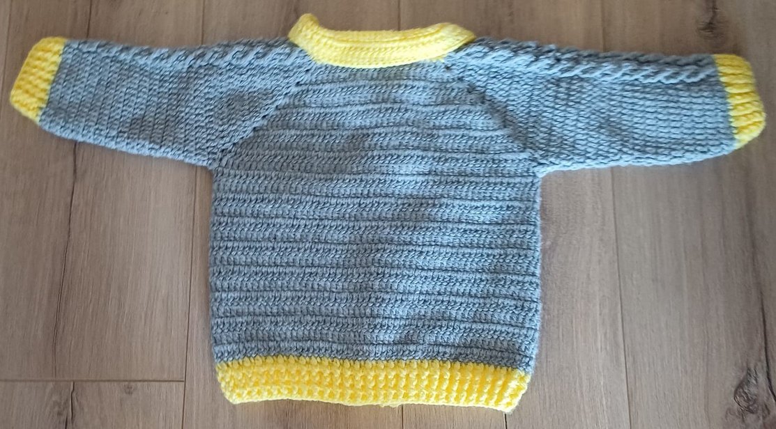 Erkek Çocuk Gri Sarı Örgü Hırka - Görsel 4