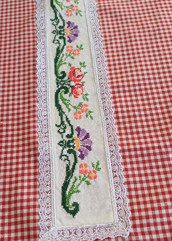 Kanavice isleme runner 52x110cm Etuval linen kumas - Görsel 2