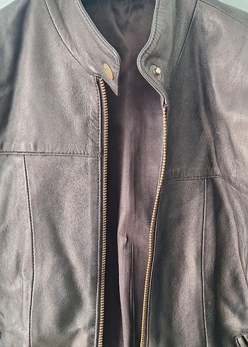 Deda Kadın Kahverengi Deri Biker Ceket