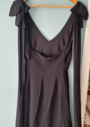 l Beden siyah Renk Siyah V Yaka Uzun Kadın Elbise
