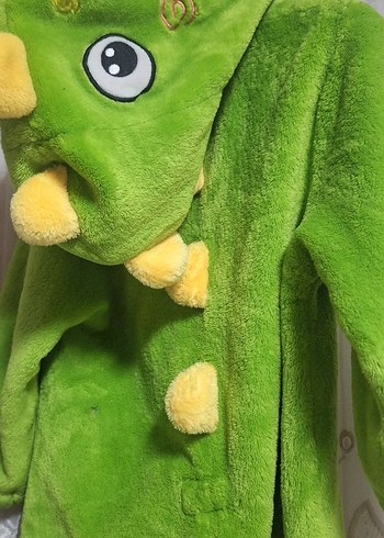 Yeşil Nakışlı Kürklü dinazor Tulumu - Görsel 5