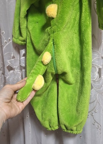 Yeşil Nakışlı Kürklü dinazor Tulumu - Görsel 6