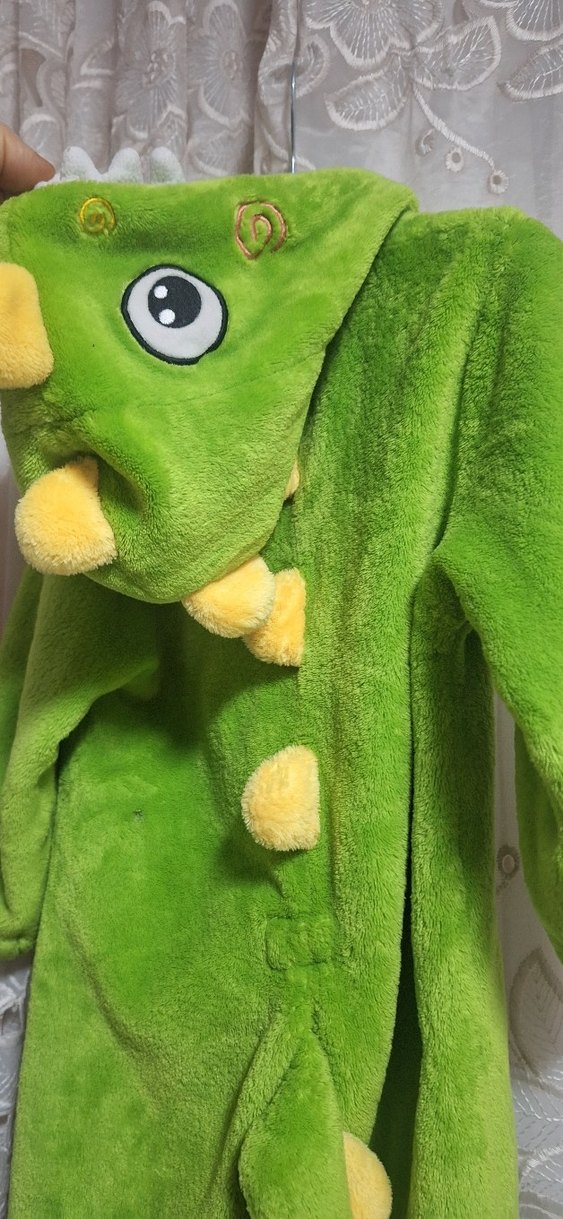 Yeşil Nakışlı Kürklü dinazor Tulumu - Görsel 5