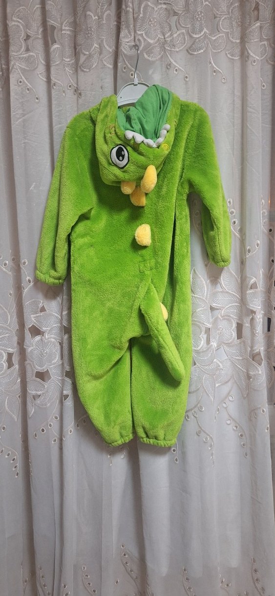 Yeşil Nakışlı Kürklü dinazor Tulumu - Görsel 4