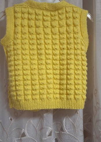 Kız  veya Erkrk Çocuk Sarı V Yaka Örgü Süveter - Görsel 2