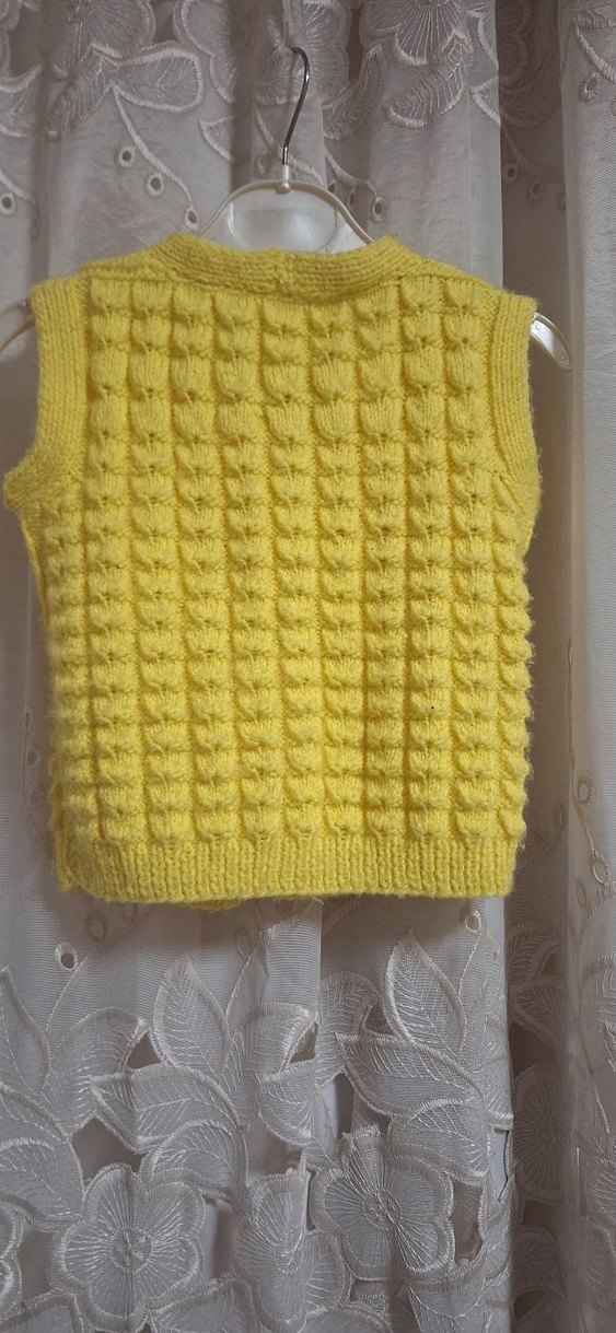 Kız  veya Erkrk Çocuk Sarı V Yaka Örgü Süveter - Görsel 2