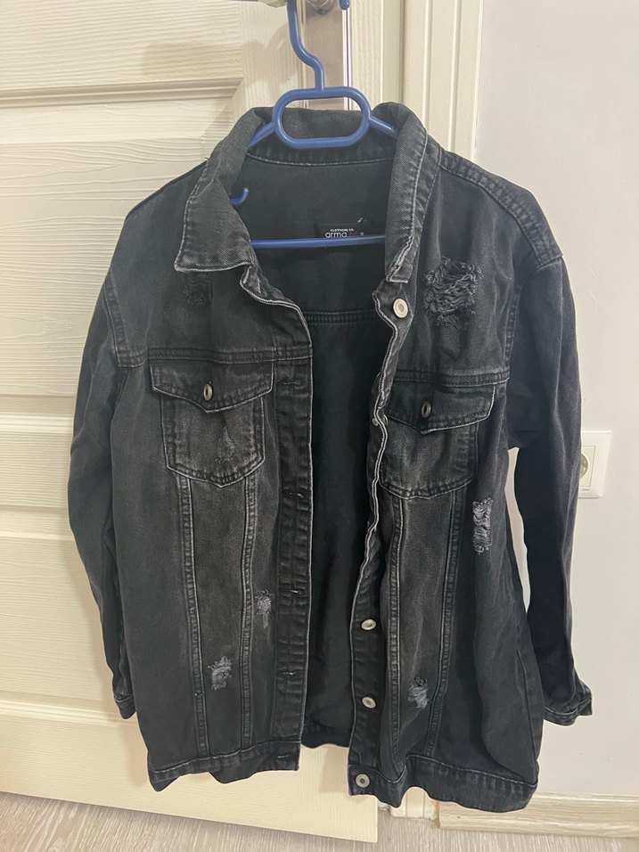 Siyah Düğmeli Kadın Kot Ceket - Görsel 2