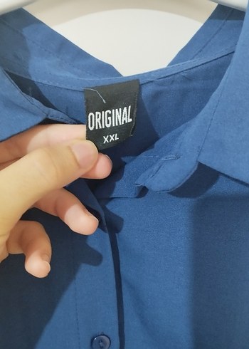 Original Penguin Mavi Uzun Kollu Keten Gömlek