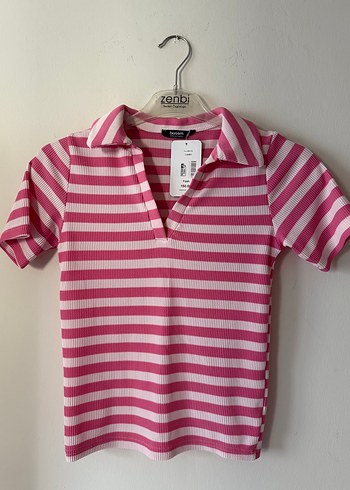 Pembe Çizgili Polo Tişört