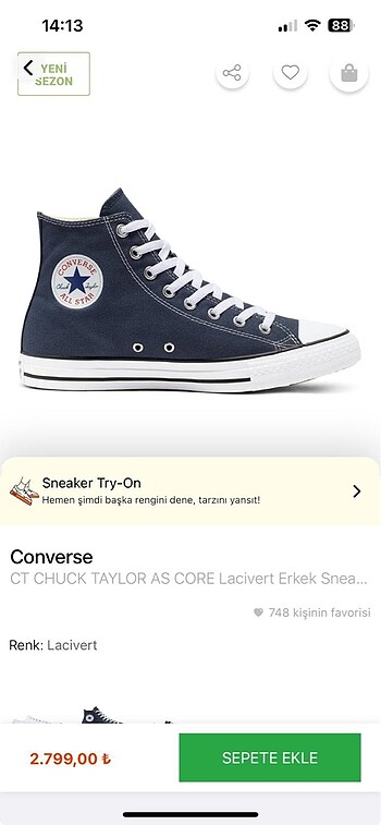 Converse lacivert erkek ayakkabı
