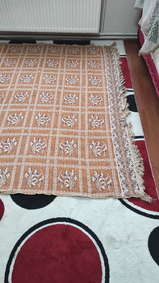 Bordo Çiçek Desenli Klasik battaniye - Görsel 3