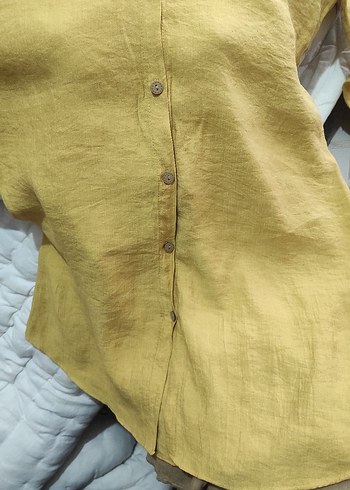 Sarı Uzun Kollu Salaş Gömlek - Görsel 2