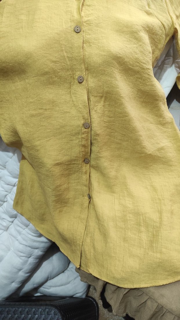 Sarı Uzun Kollu Salaş Gömlek - Görsel 2