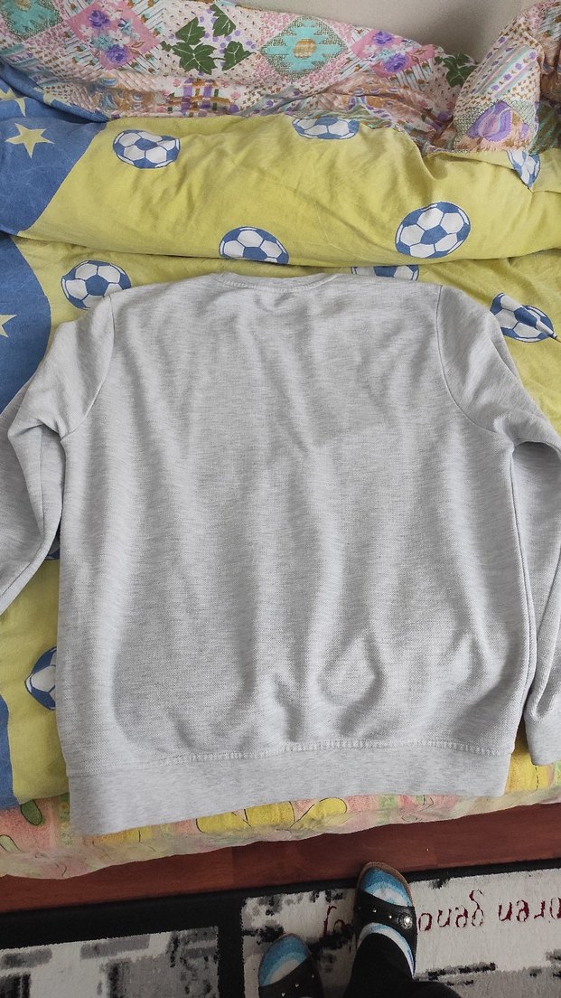 Gri bisiklet Yaka Uzun Kollu Sweatshirt - Görsel 3