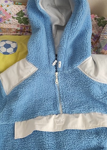 Mavi Kapüşonlu Fermuarlı Erkek Polar - Görsel 3