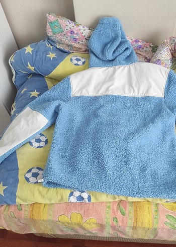 Mavi Kapüşonlu Fermuarlı Erkek Polar - Görsel 8