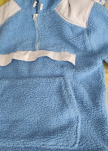 Mavi Kapüşonlu Fermuarlı Erkek Polar - Görsel 2