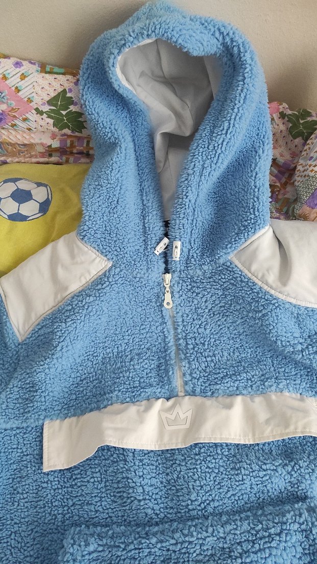 Mavi Kapüşonlu Fermuarlı Erkek Polar - Görsel 3