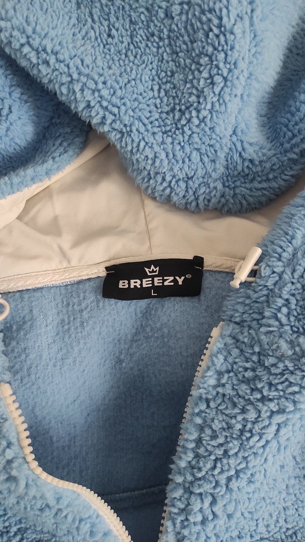 Mavi Kapüşonlu Fermuarlı Erkek Polar - Görsel 4