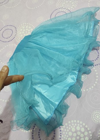 Turkuaz Renkli Kız Çocuk Fırfırlı Etek - Görsel 4