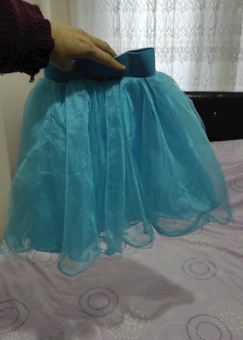 Turkuaz Renkli Kız Çocuk Fırfırlı Etek - Görsel 2