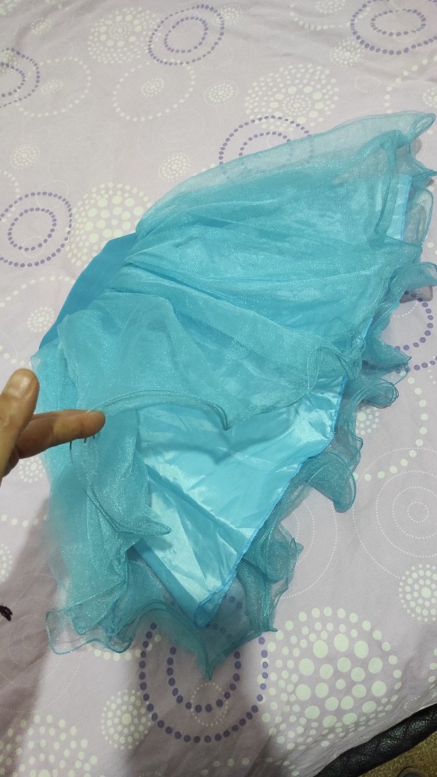 Turkuaz Renkli Kız Çocuk Fırfırlı Etek - Görsel 4