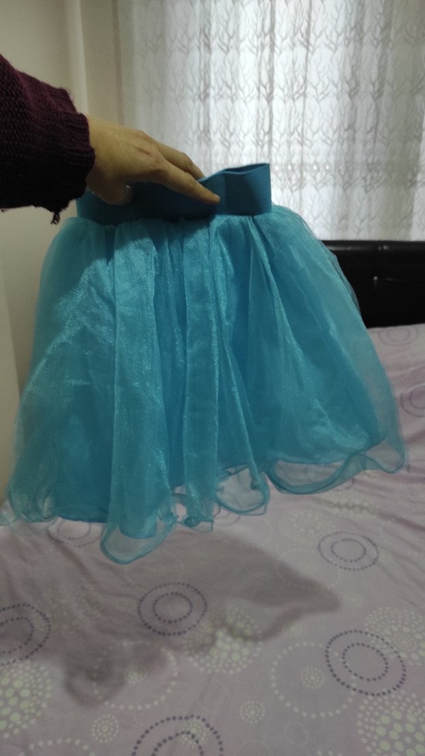 Turkuaz Renkli Kız Çocuk Fırfırlı Etek - Görsel 2