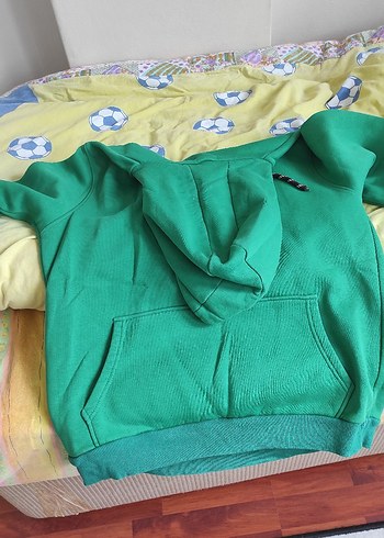 Yeşil Kapüşonlu Fermuarlı Sweatshirt - Görsel 4