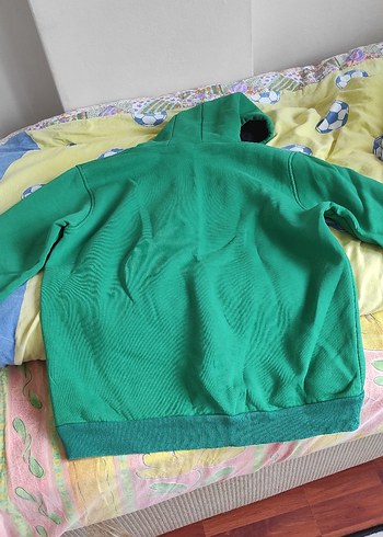 Yeşil Kapüşonlu Fermuarlı Sweatshirt - Görsel 5