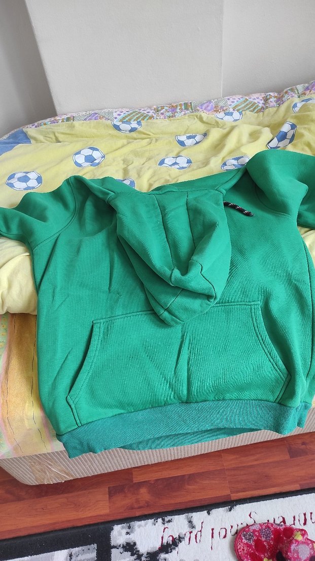 Yeşil Kapüşonlu Fermuarlı Sweatshirt - Görsel 4