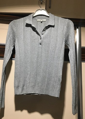 Koton Gri Polo Yaka Kadın Triko Kazak