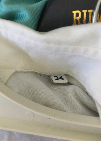 34 Beden Düğmeli Beyaz Keten Kadın Gömlek