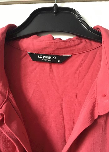 Kadın Uzun Kırmızı Salaş Gömlek Elbise - Görsel 4