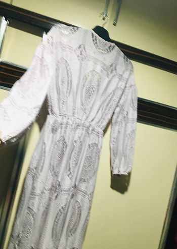 Pembe Bohem Nakışlı Uzun Kadın Sabahlık - Görsel 4