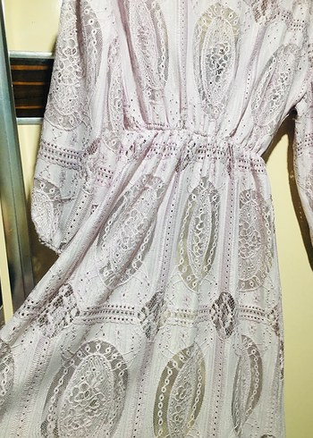 Pembe Bohem Nakışlı Uzun Kadın Sabahlık - Görsel 6