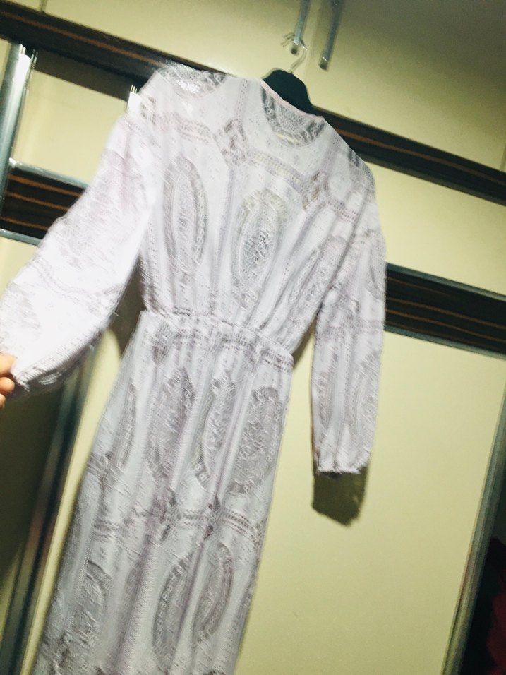 Pembe Bohem Nakışlı Uzun Kadın Sabahlık - Görsel 4