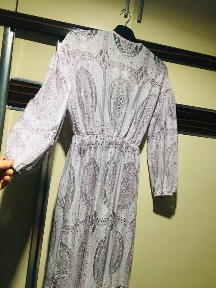 Pembe Bohem Nakışlı Uzun Kadın Sabahlık - Görsel 5