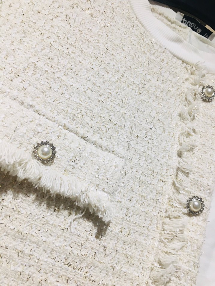 Düğmeli Beyaz Triko Hamile Hırkası - Görsel 3