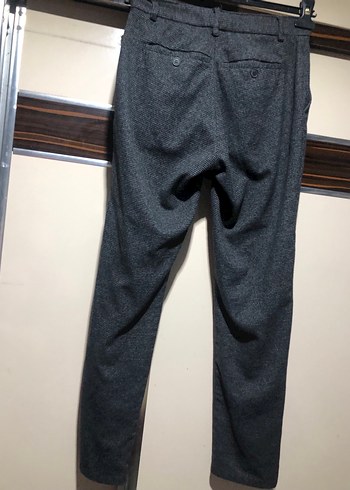 Gri Erkek Ofis Pantolonu, Kemer Detaylı - Görsel 3