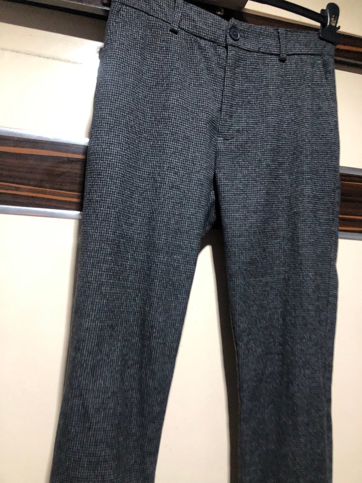 Gri Erkek Ofis Pantolonu, Kemer Detaylı - Görsel 2