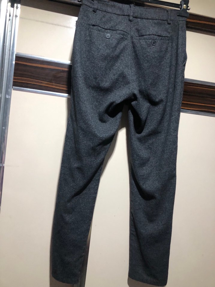 Gri Erkek Ofis Pantolonu, Kemer Detaylı - Görsel 3