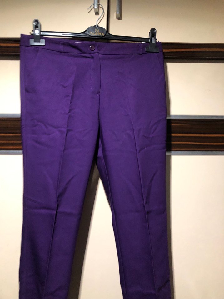 Mor Pilili Kadın Kumaş Pantolon - Görsel 2