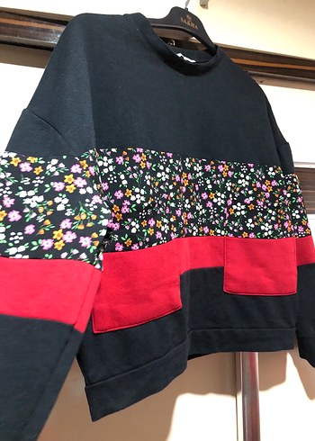 Çiçek Desenli Renkli Kadın Sweatshirt - Görsel 2