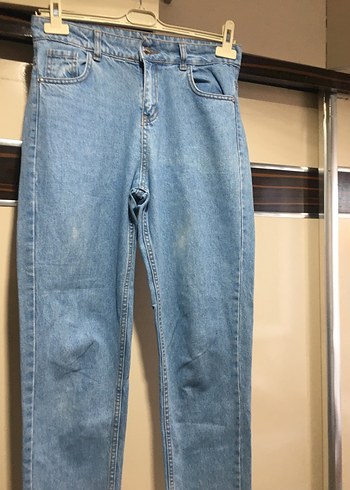 Kadın Mavi Midi Boy Bol Kesim Denim Jean