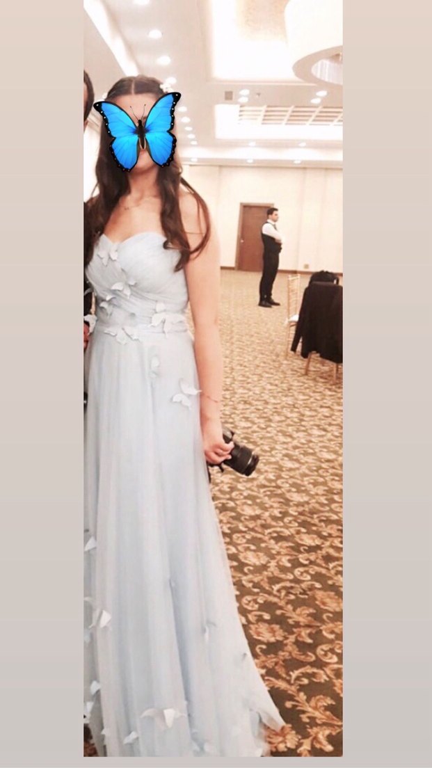 Romance Ömür Özer Mavi Kelebekli Drapeli Nişan Elbisesi - Görsel 4