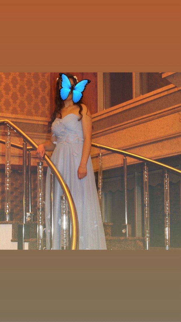 Romance Ömür Özer Mavi Kelebekli Drapeli Nişan Elbisesi - Görsel 3